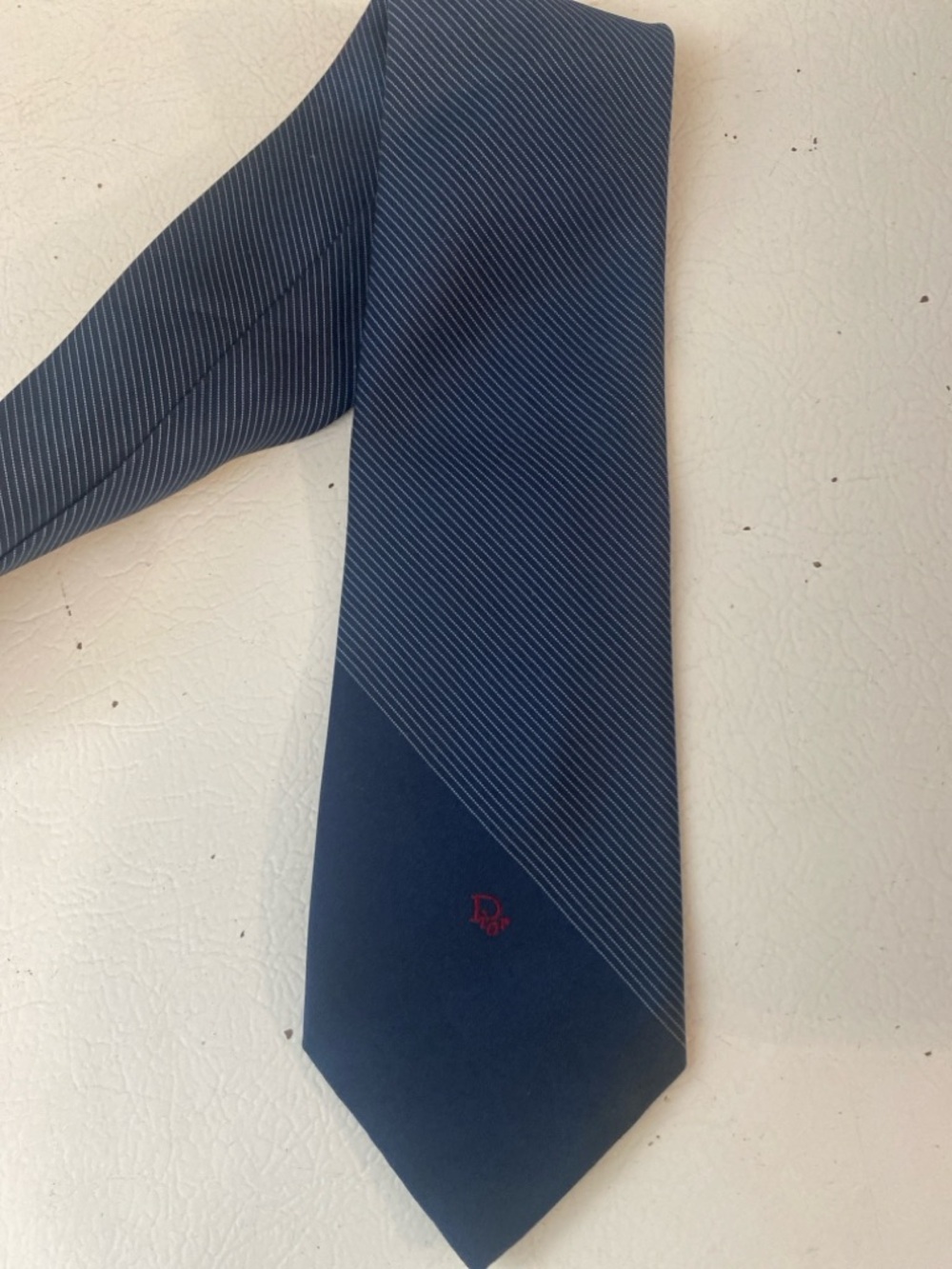 Dior Navy  Tie with Red Logo